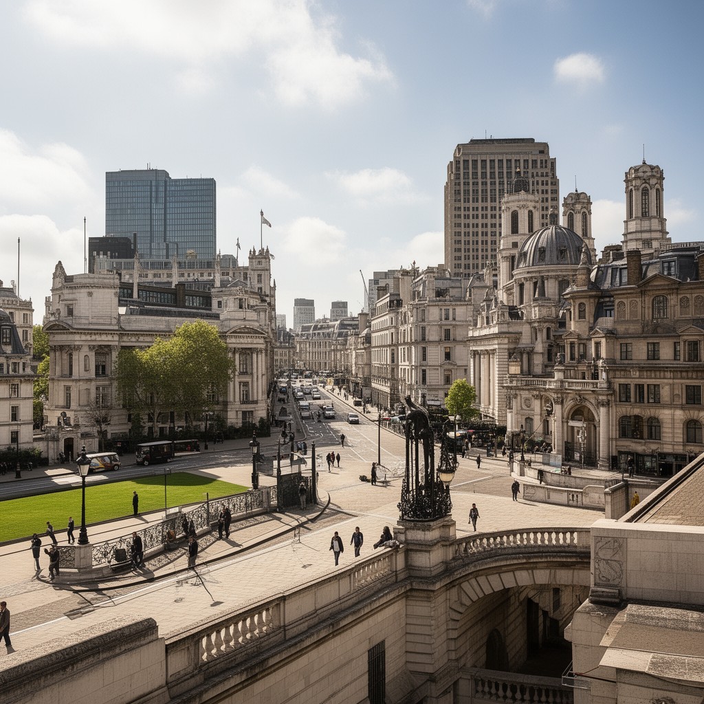 AI-generated illustration of King Charles Street, London