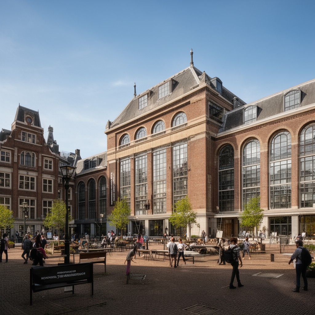 AI-generated illustration of Koninklijke Bibliotheek complex