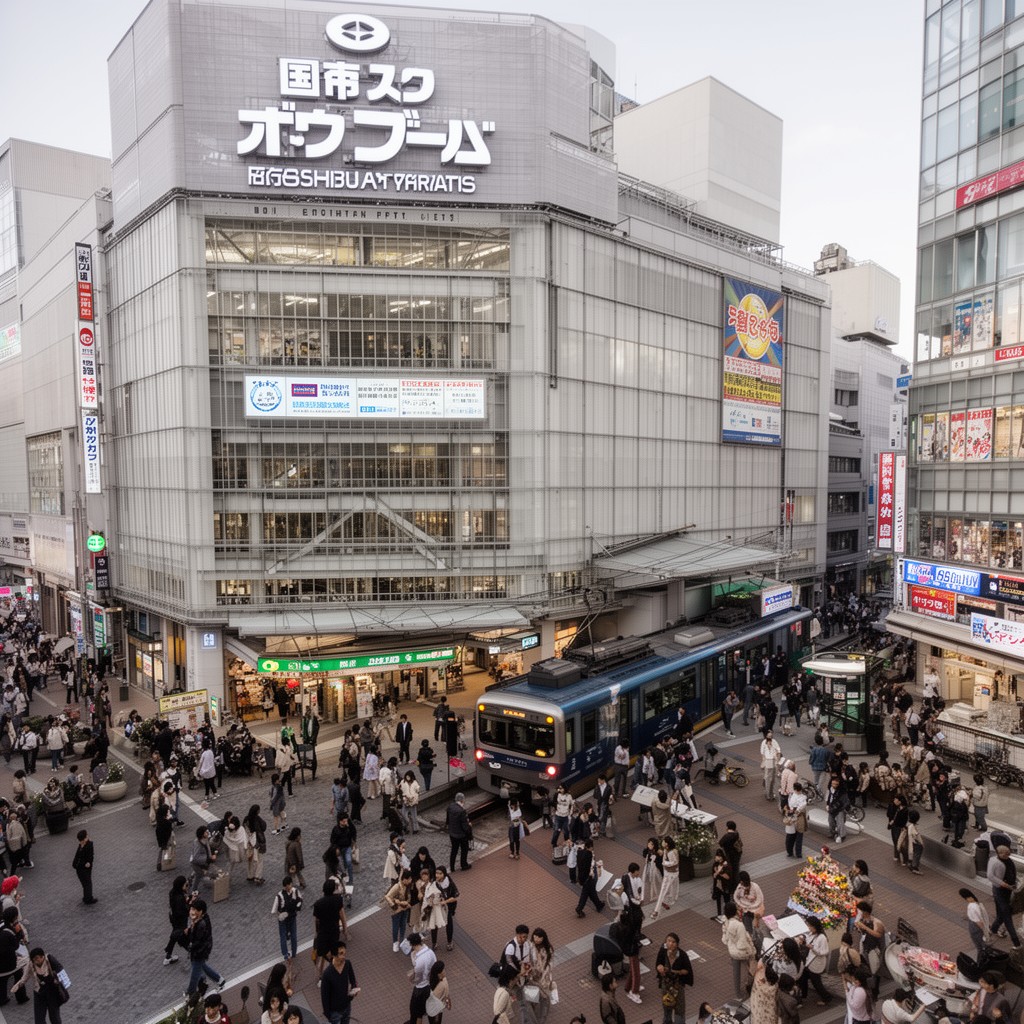 AI-generated illustration of Shibuya Station
