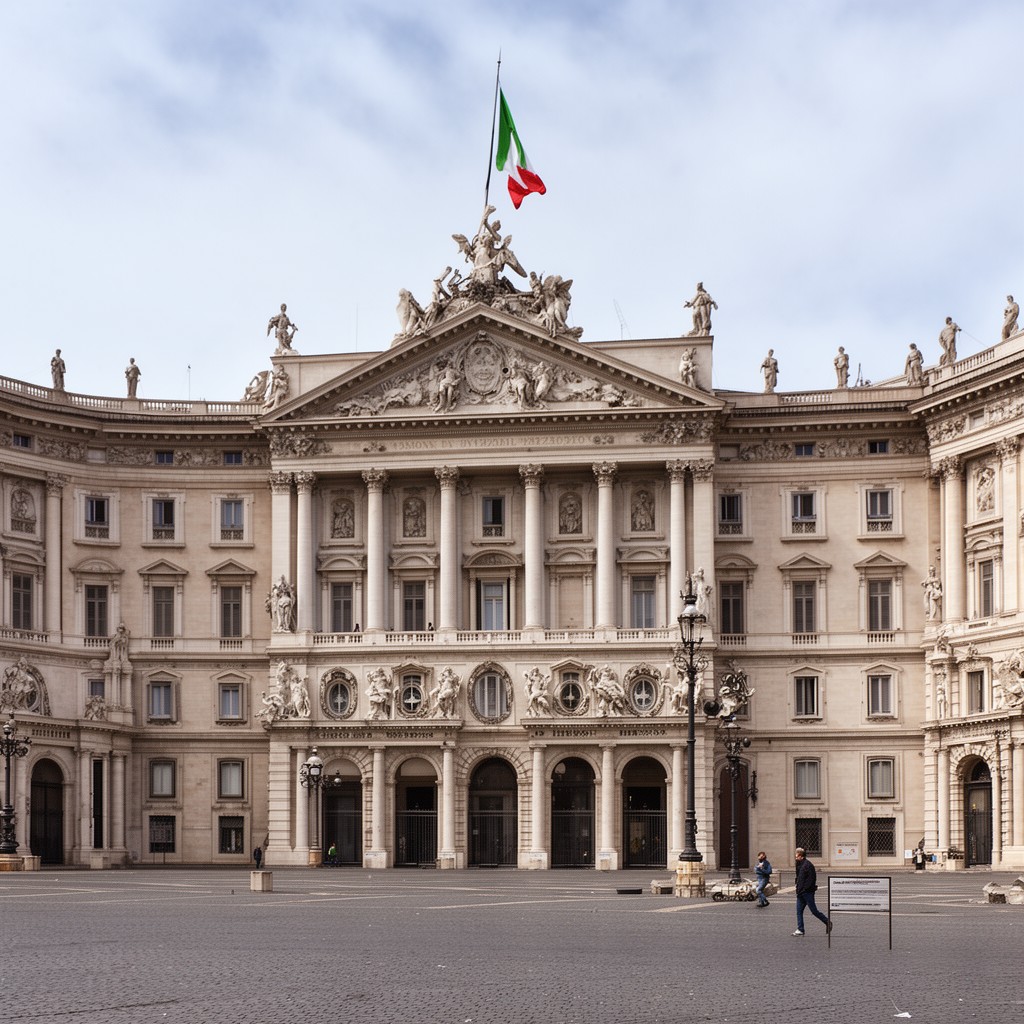AI-generated illustration of Palazzo Montecitorio