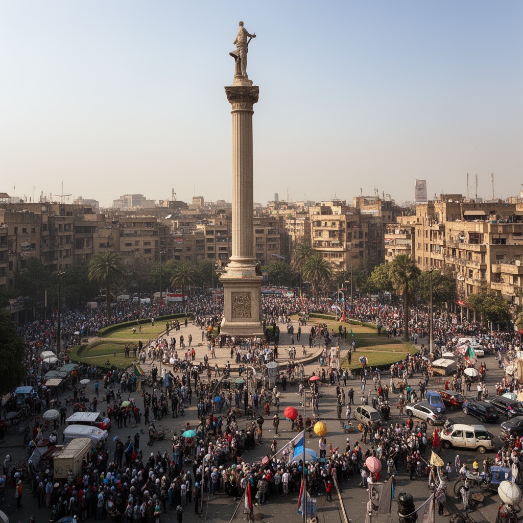 AI-generated illustration of Tahrir Square