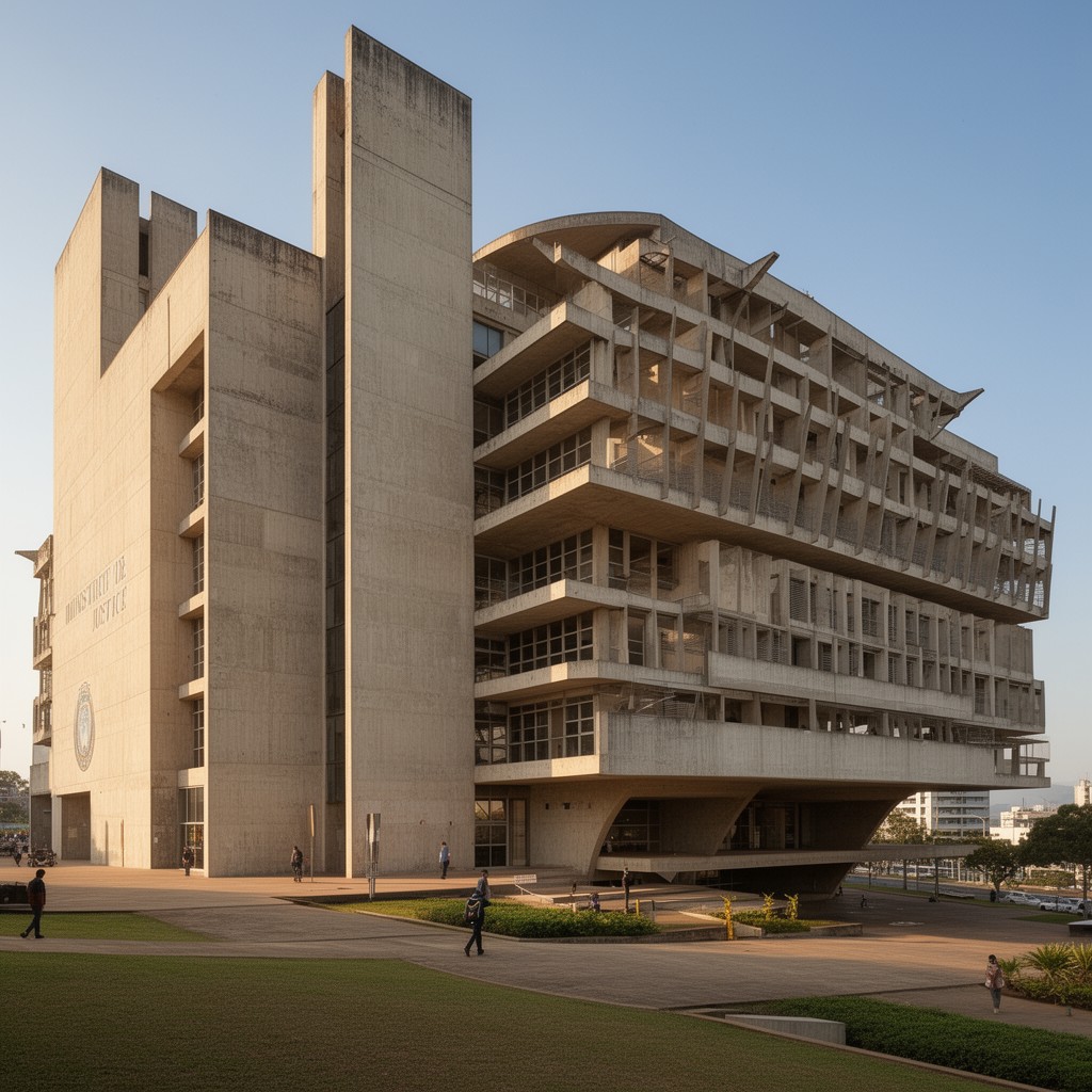 AI-generated illustration of Ministry of Justice building in Brasília