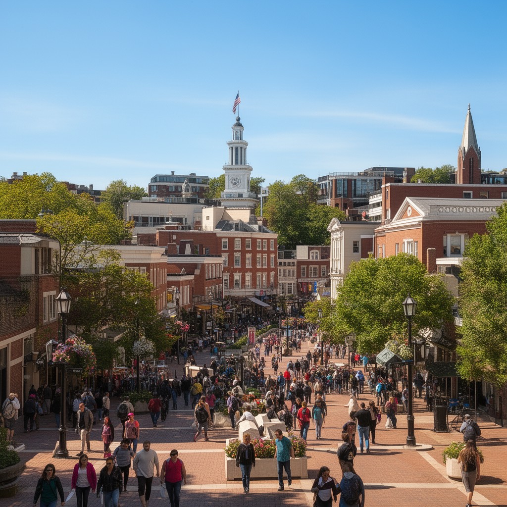 AI-generated illustration of Cambridge city center