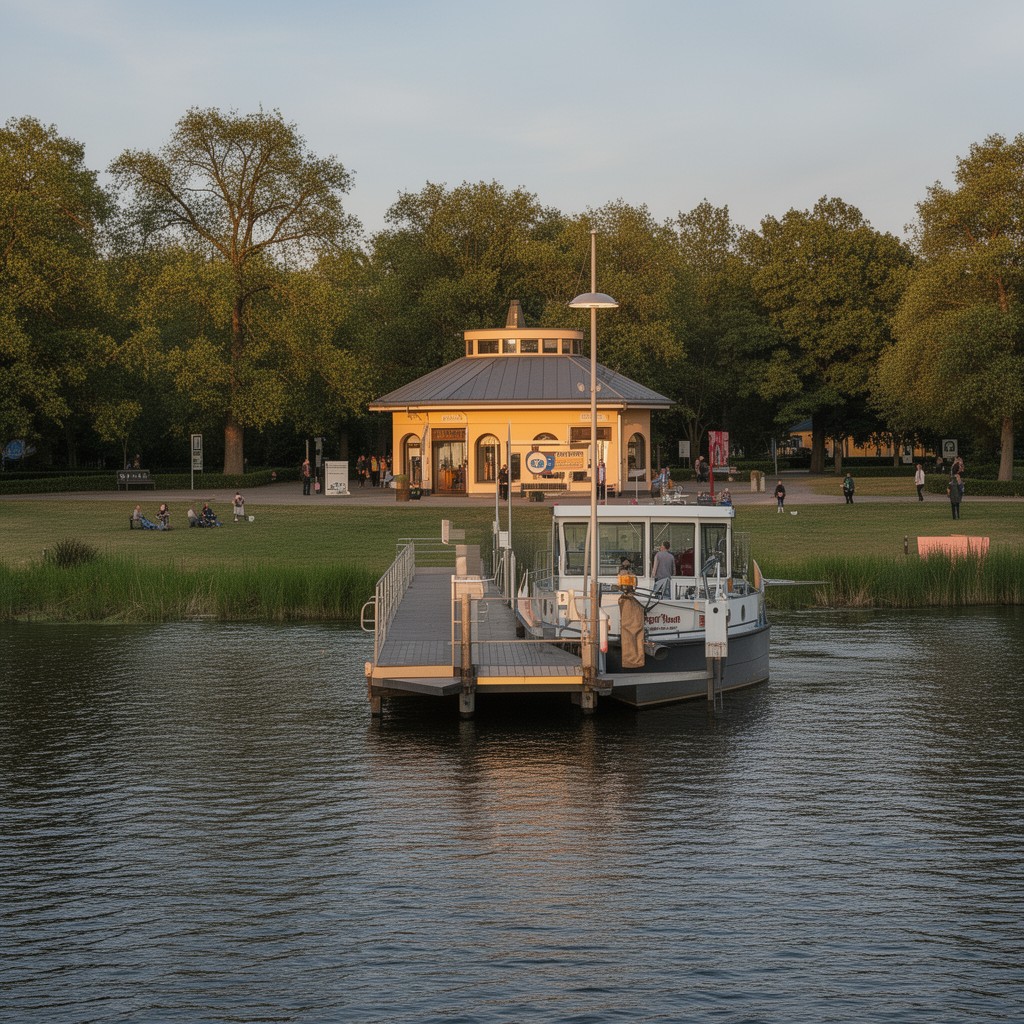 AI-generated illustration of Pfaueninsel ferry terminal
