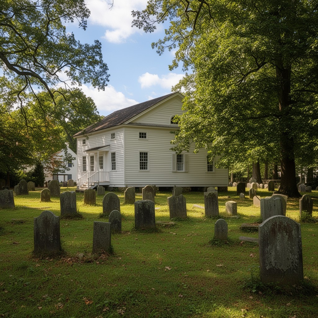 AI-generated illustration of Stony Brook Meeting House and Cemetery