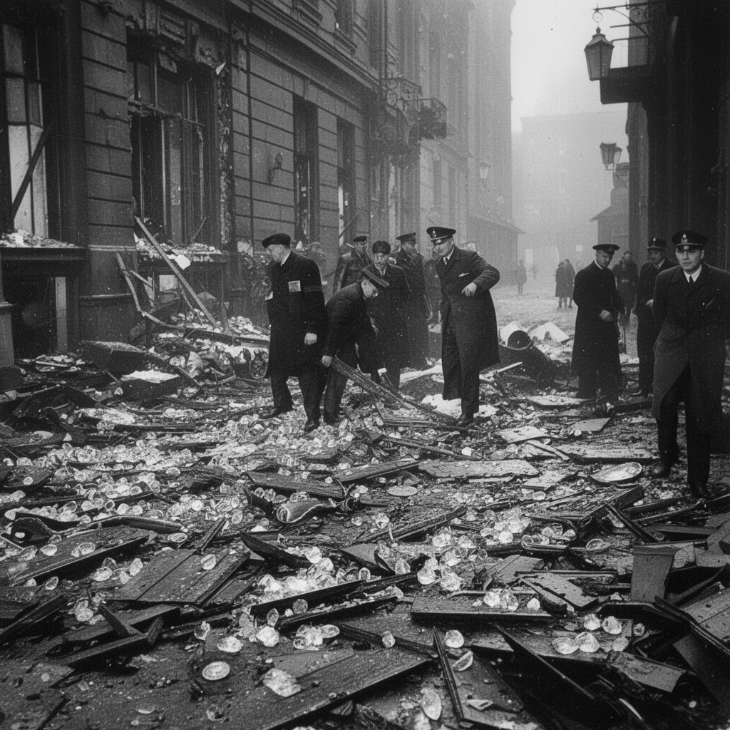 AI-generated illustration of Kristallnacht