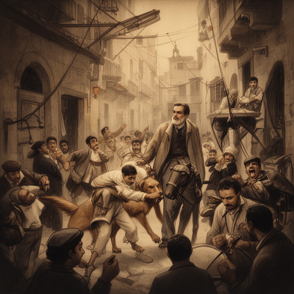 AI-generated illustration of The Thief and the Dogs