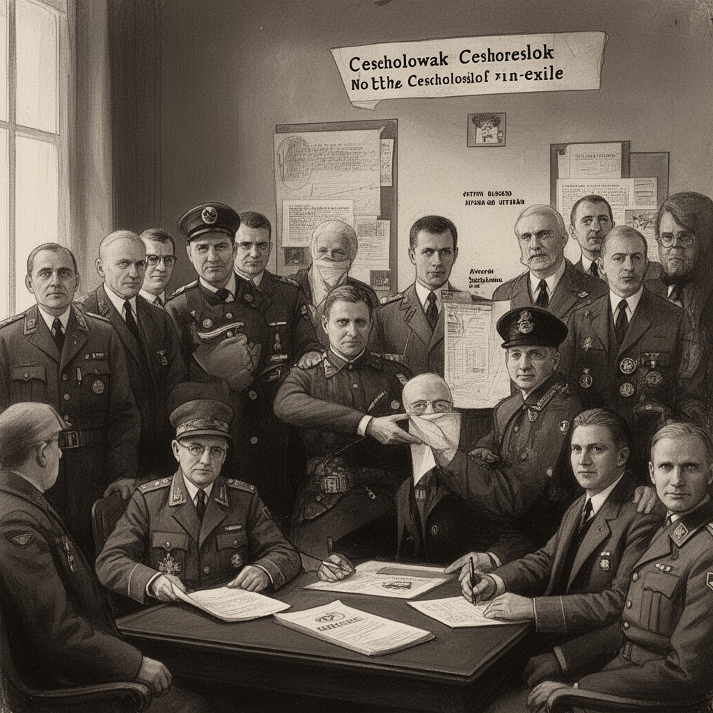 AI-generated illustration of Czechoslovak government-in-exile
