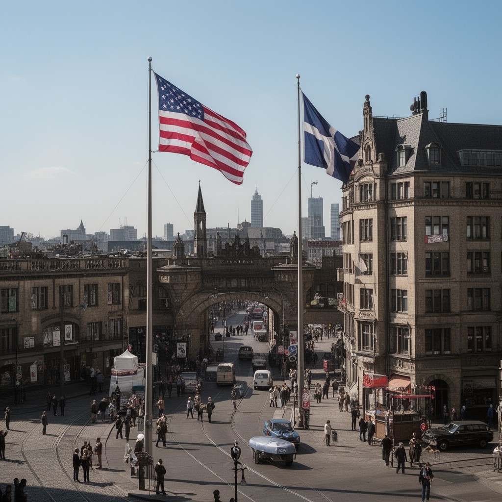 AI-generated illustration of American sector of Berlin