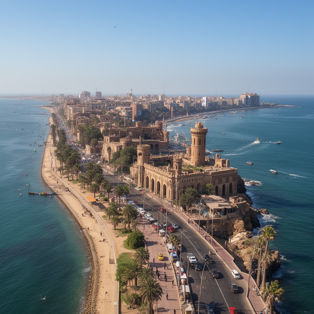 AI-generated illustration of Corniche of Alexandria
