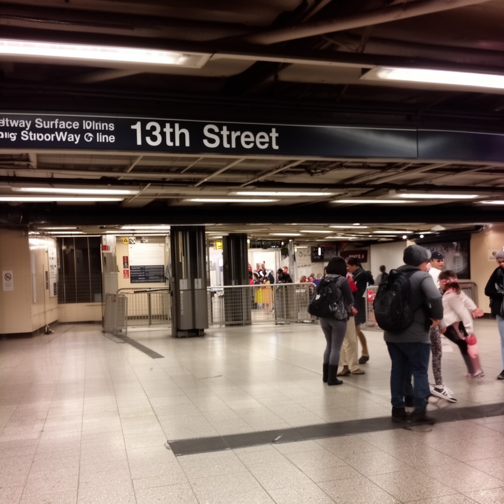 AI-generated illustration of 13th Street station