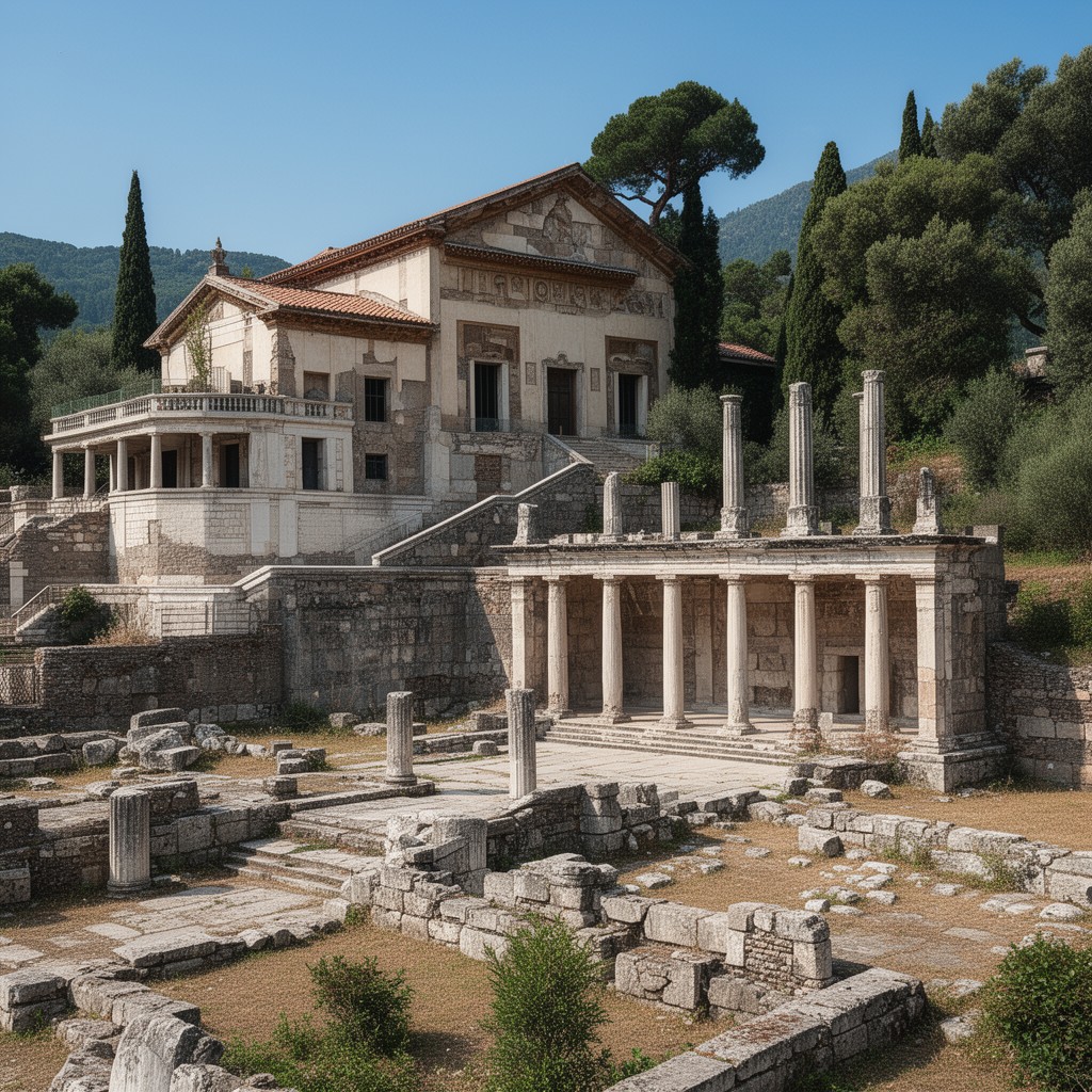 AI-generated illustration of Villa of Nero at Olympia