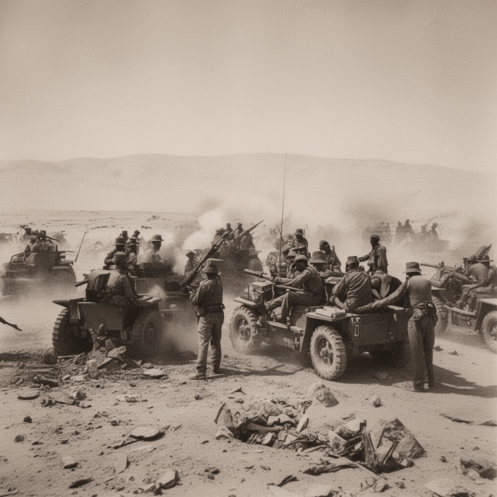 AI-generated illustration of Battle of Bir Hakeim
