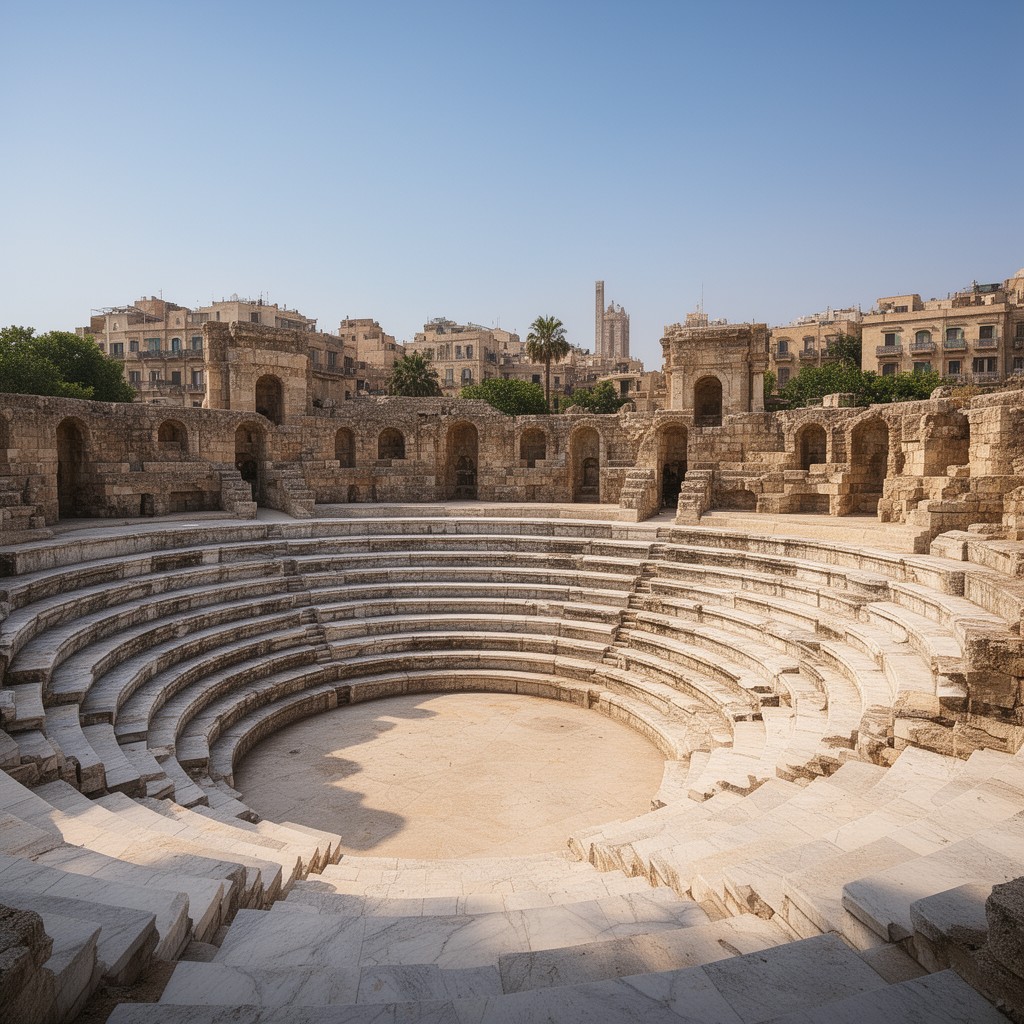 AI-generated illustration of Roman Amphitheatre of Alexandria