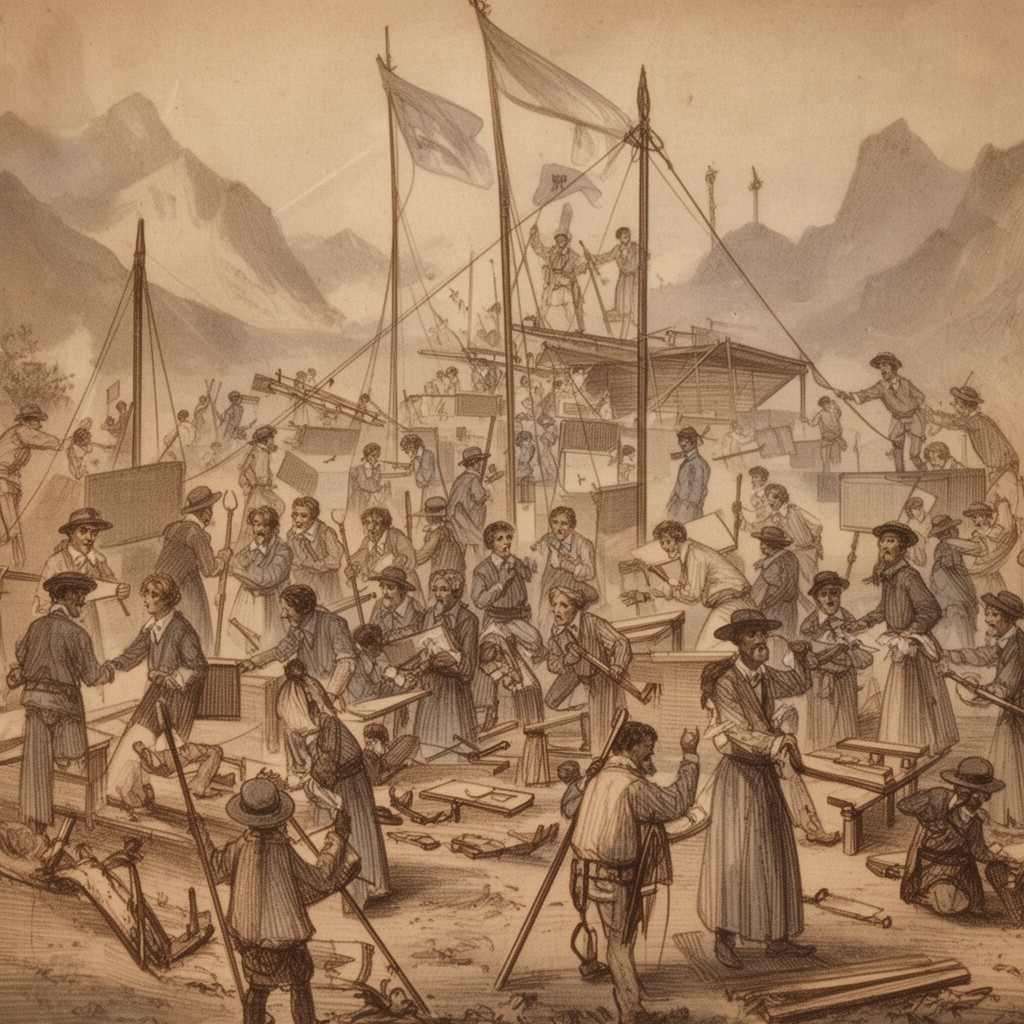 AI-generated illustration of Christian missionary movements