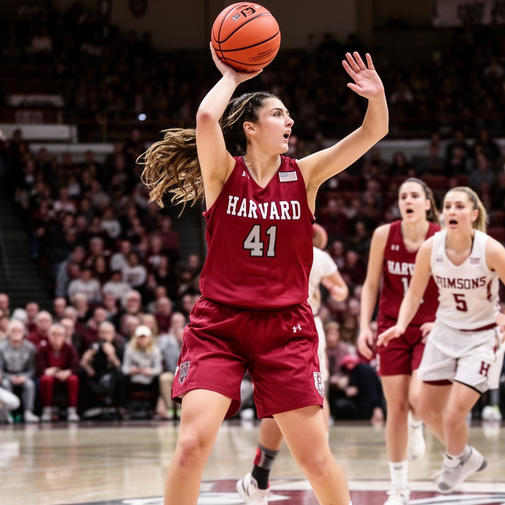AI-generated illustration of Harvard Crimson women’s basketball