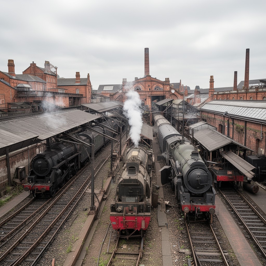 AI-generated illustration of Derby railway works