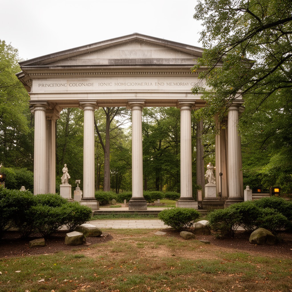 AI-generated illustration of Ionic Colonnade and Memorial Grove