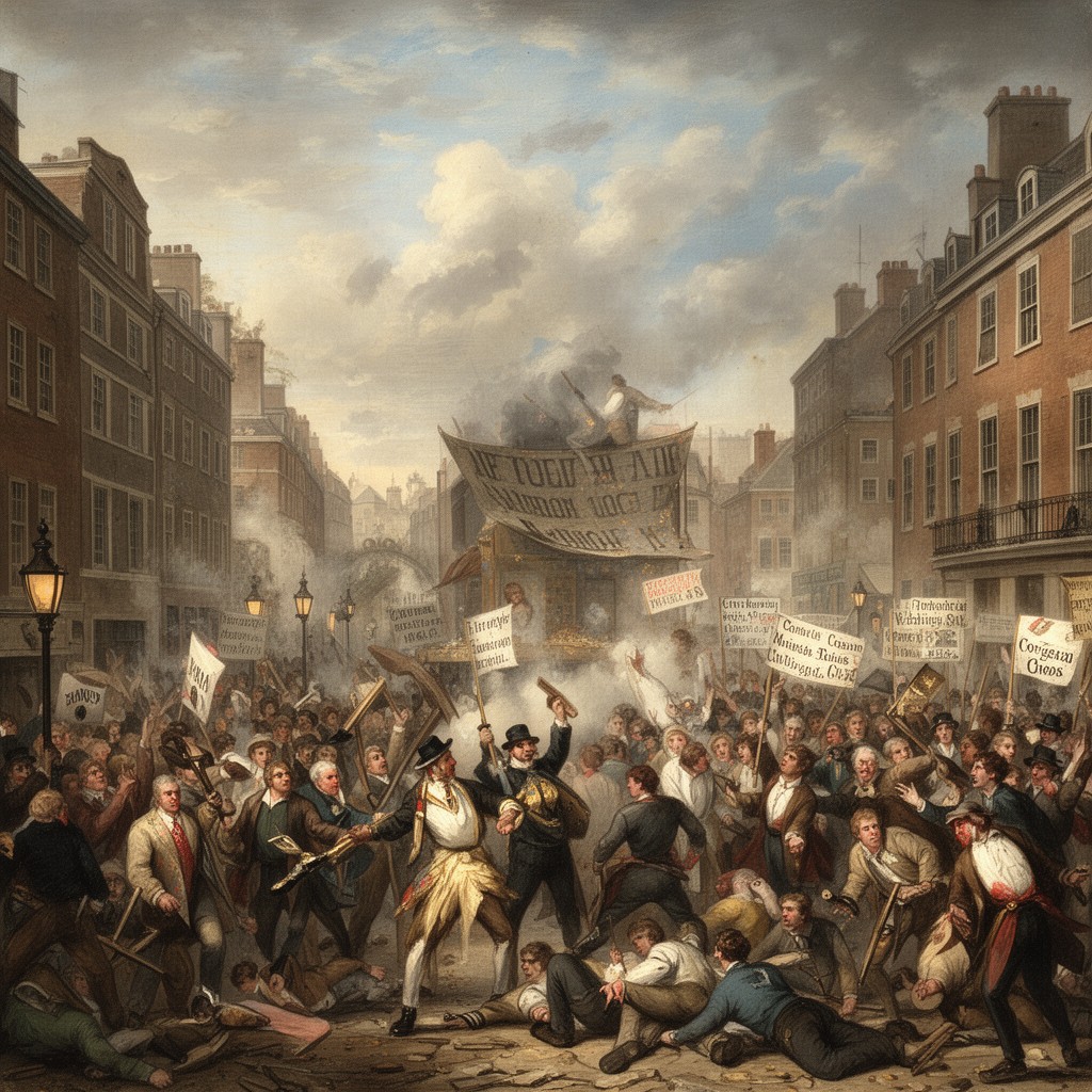 AI-generated illustration of Gordon Riots