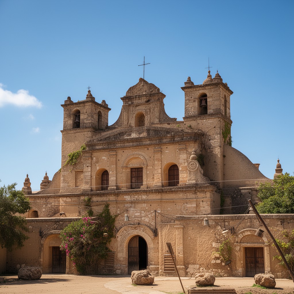 AI-generated illustration of Mission San Juan Bautista