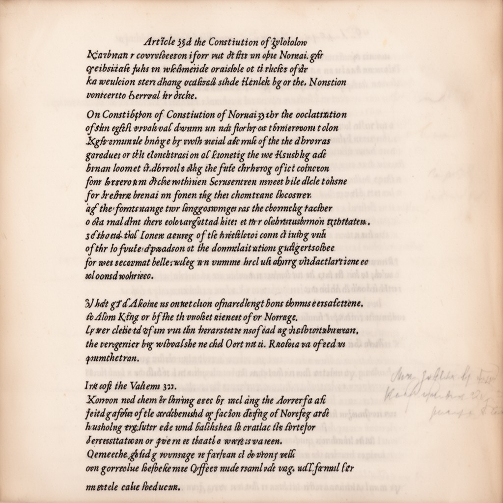 AI-generated illustration of Article 32 of the Constitution of Norway