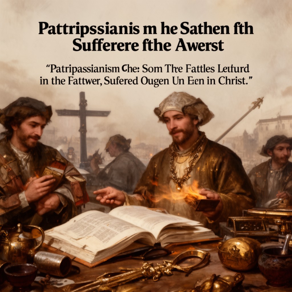 AI-generated illustration of Patripassianism (teaching that the Father suffered on the cross)