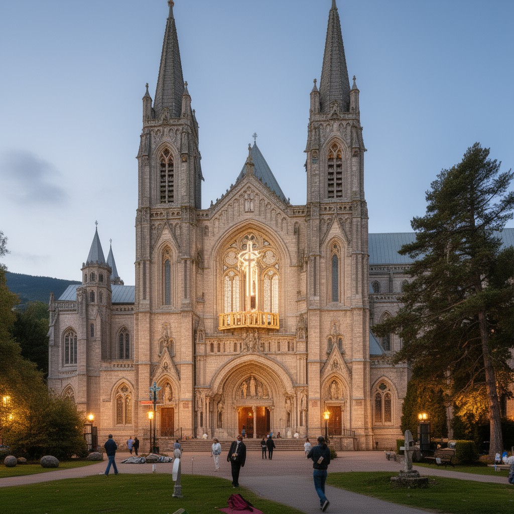 AI-generated illustration of basilica of Sainte-Anne-de-Beaupré (Quebec, Canada)