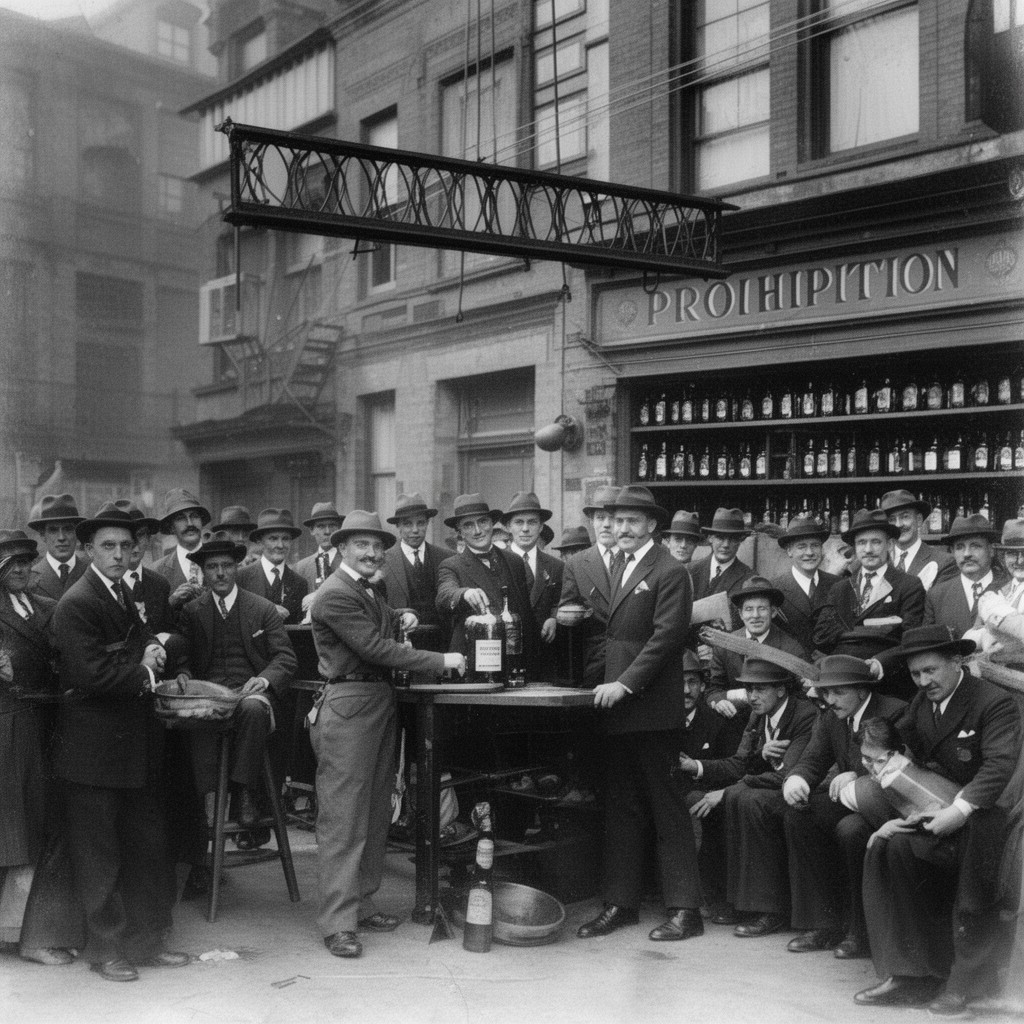 AI-generated illustration of Prohibition era in the United States