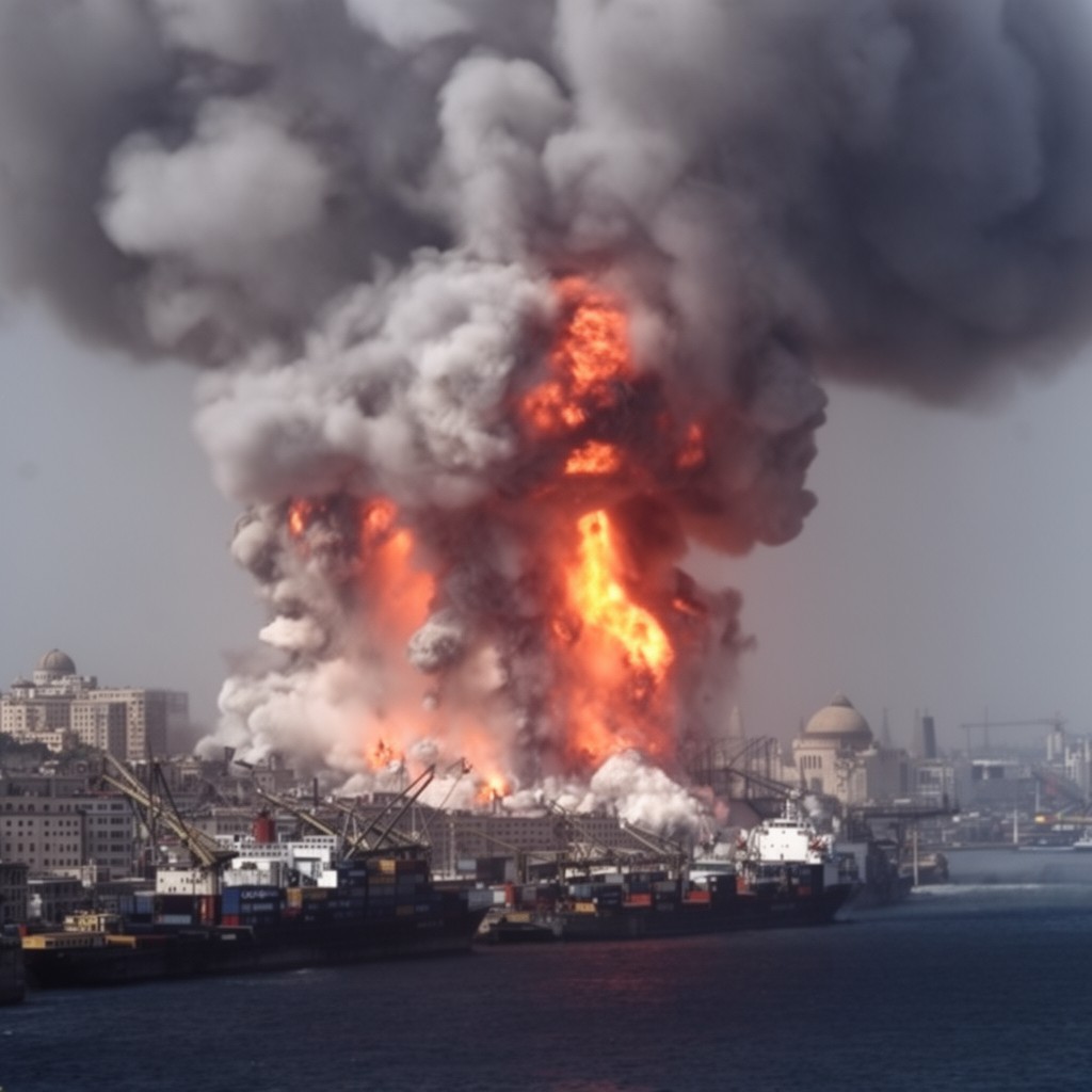 AI-generated illustration of Beirut port explosion of 4 August 2020
