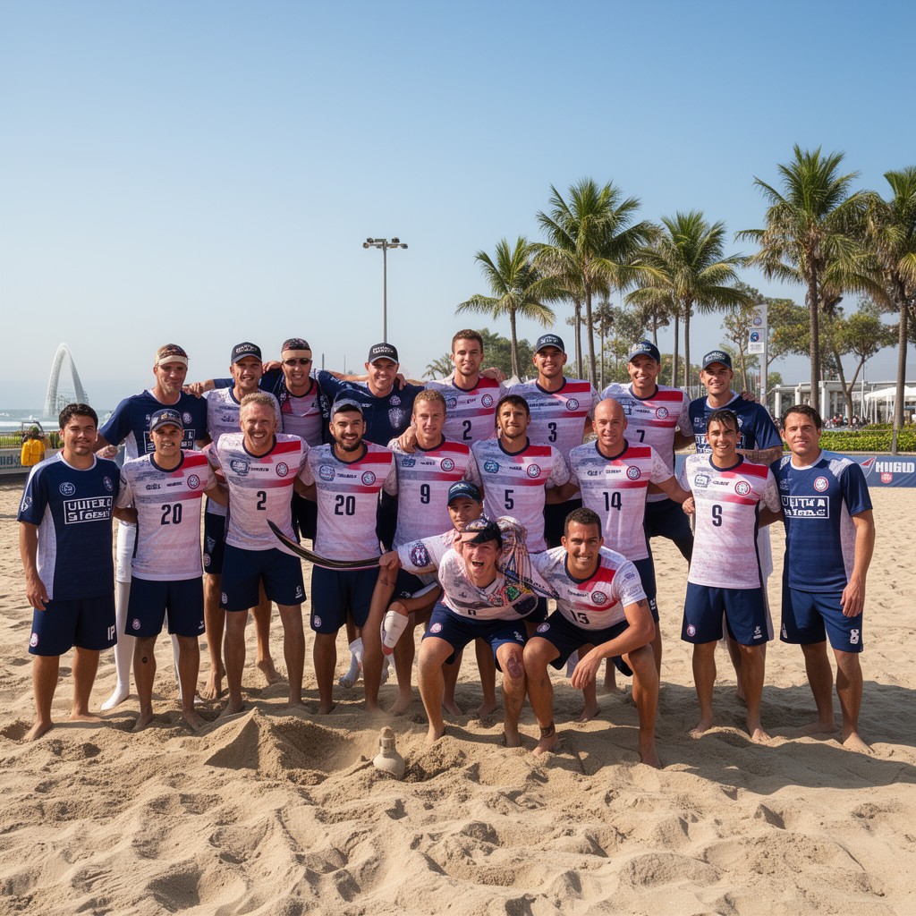 AI-generated illustration of United States beach soccer team