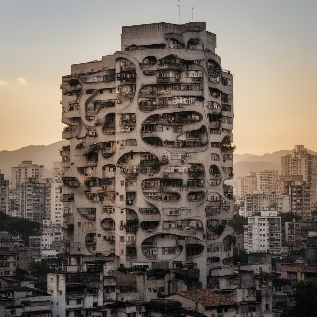 AI-generated illustration of Copan Building in São Paulo