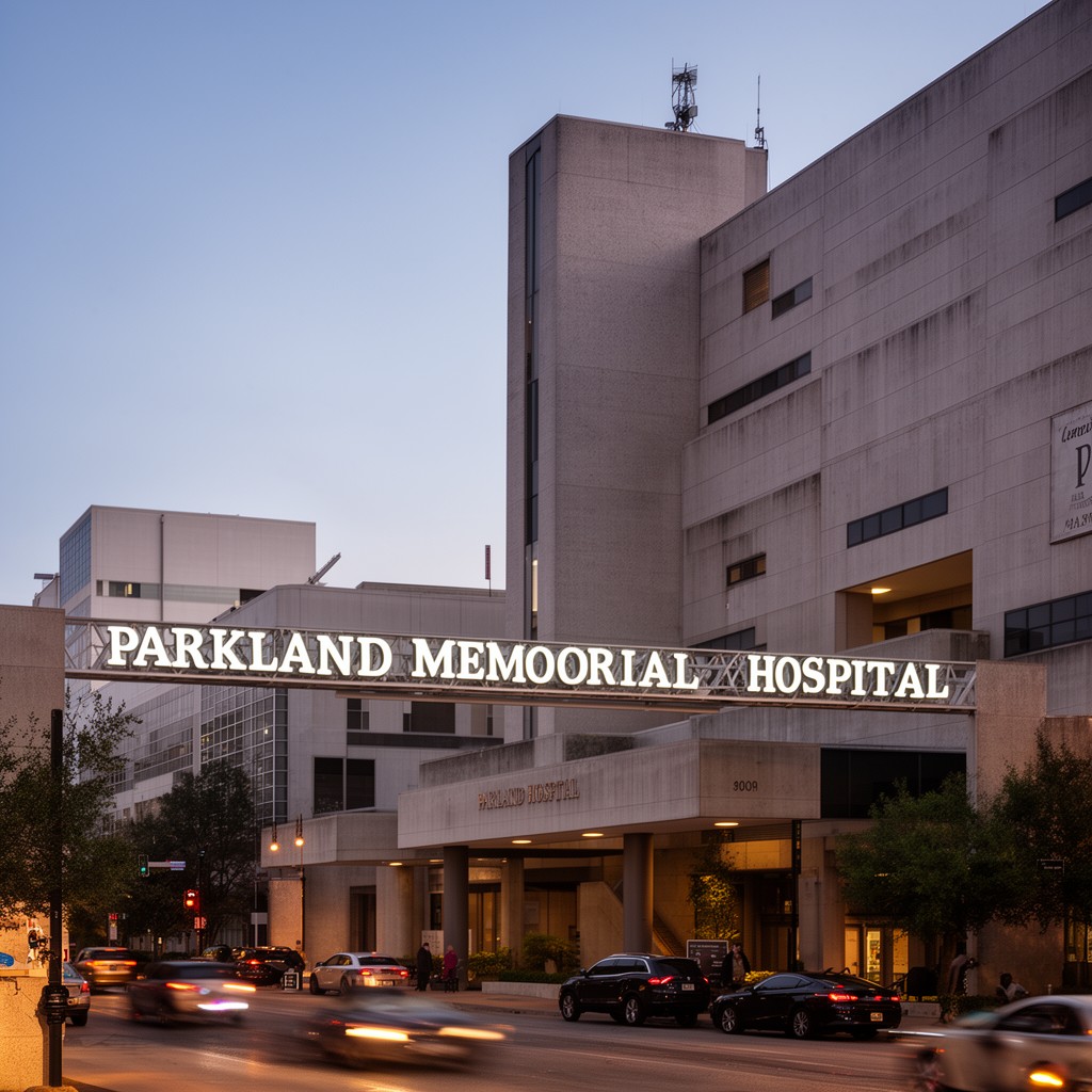 AI-generated illustration of Parkland Memorial Hospital