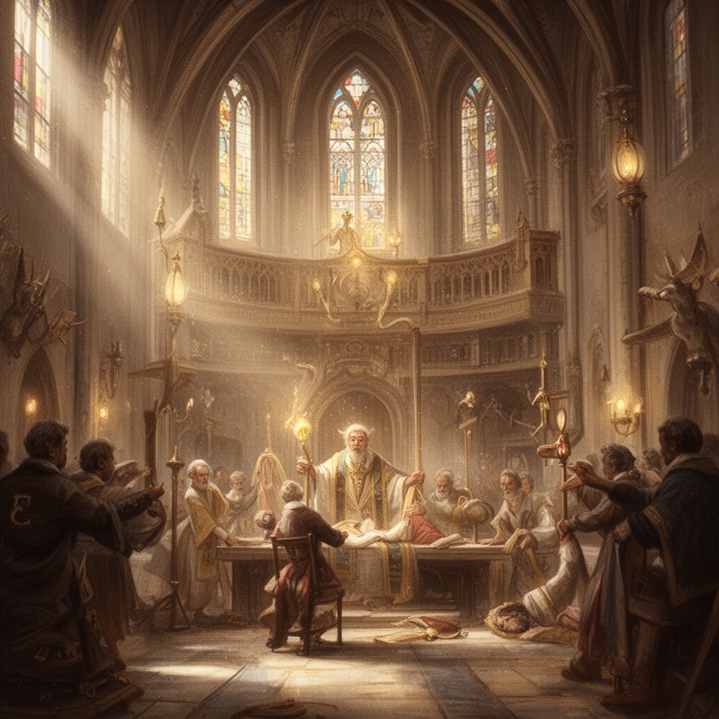 AI-generated illustration of magisterium of the Catholic Church
