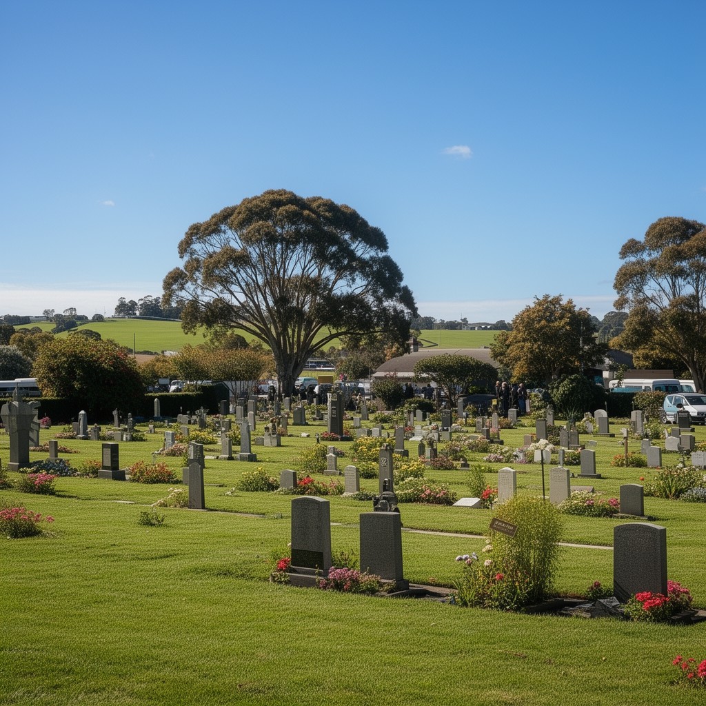 AI-generated illustration of Waimate Lawn Cemetery, Waimate, New Zealand