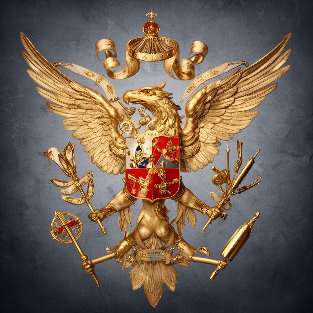 AI-generated illustration of Imperial arms of the French Empire under Napoleon I