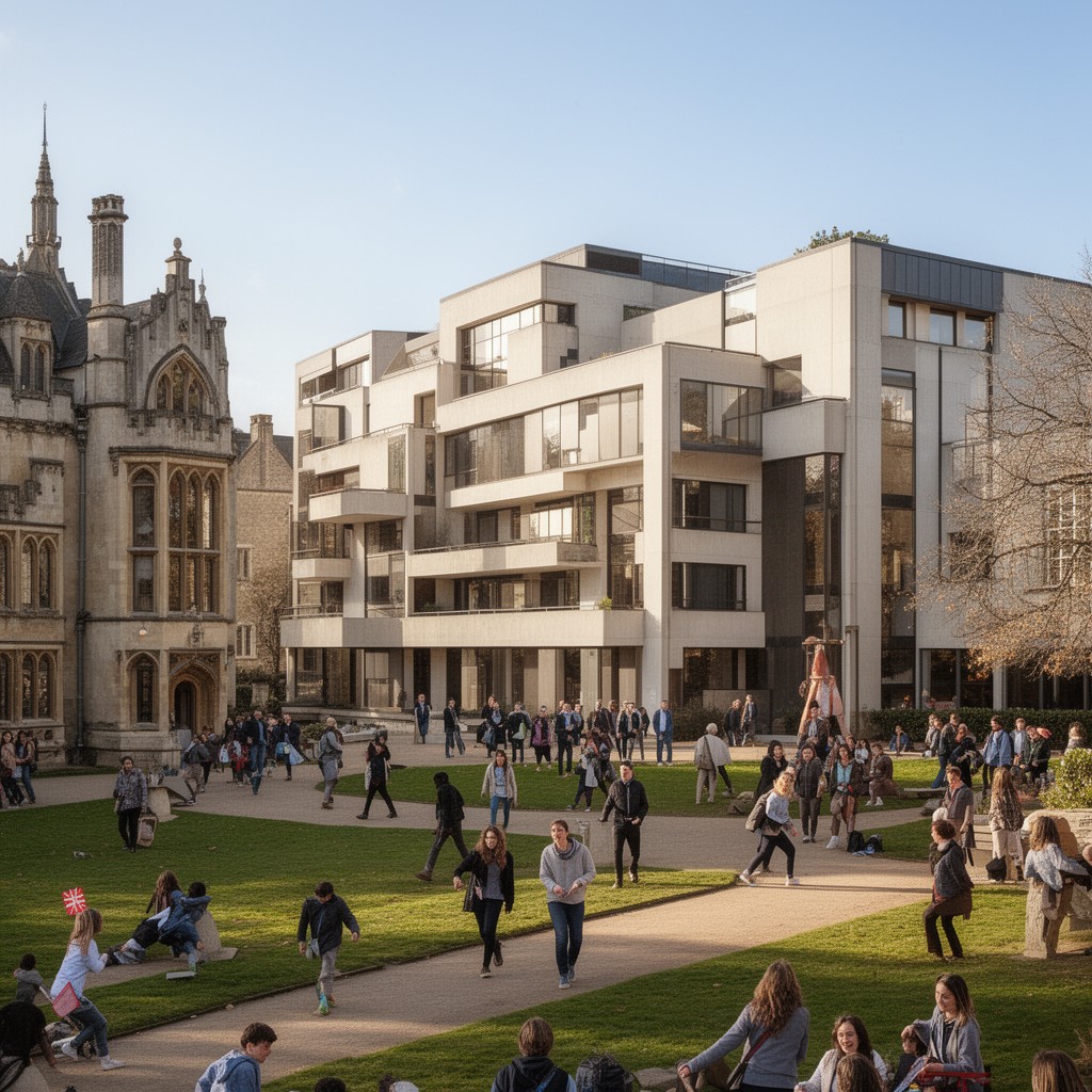 AI-generated illustration of Fitzwilliam College, Cambridge