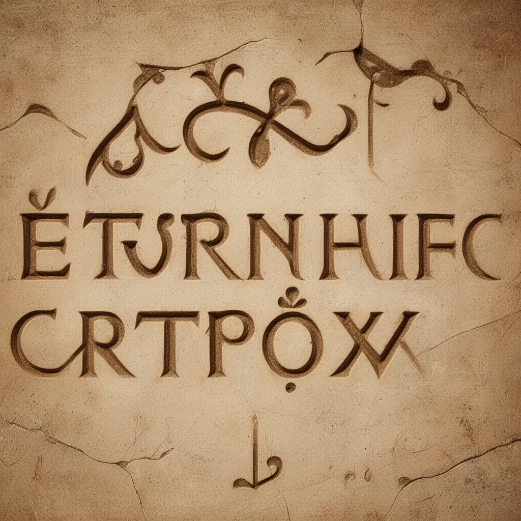 AI-generated illustration of Etruscan alphabet