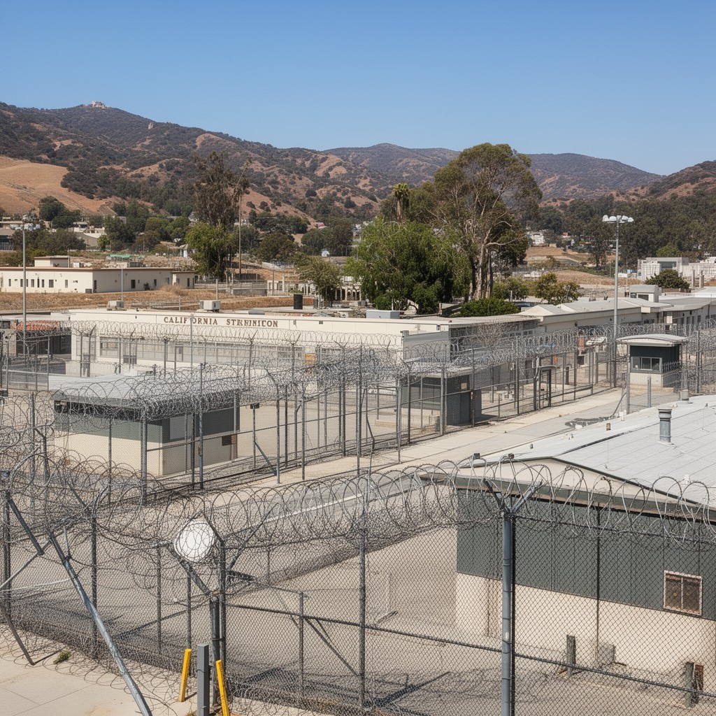 AI-generated illustration of California state prison system
