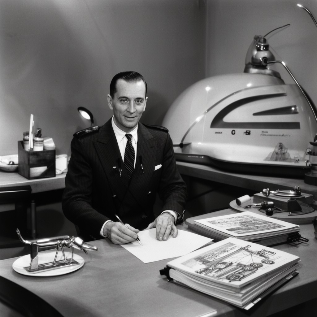 AI-generated illustration of Raymond Loewy