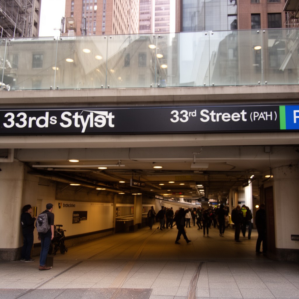 AI-generated illustration of 33rd Street station (PATH)