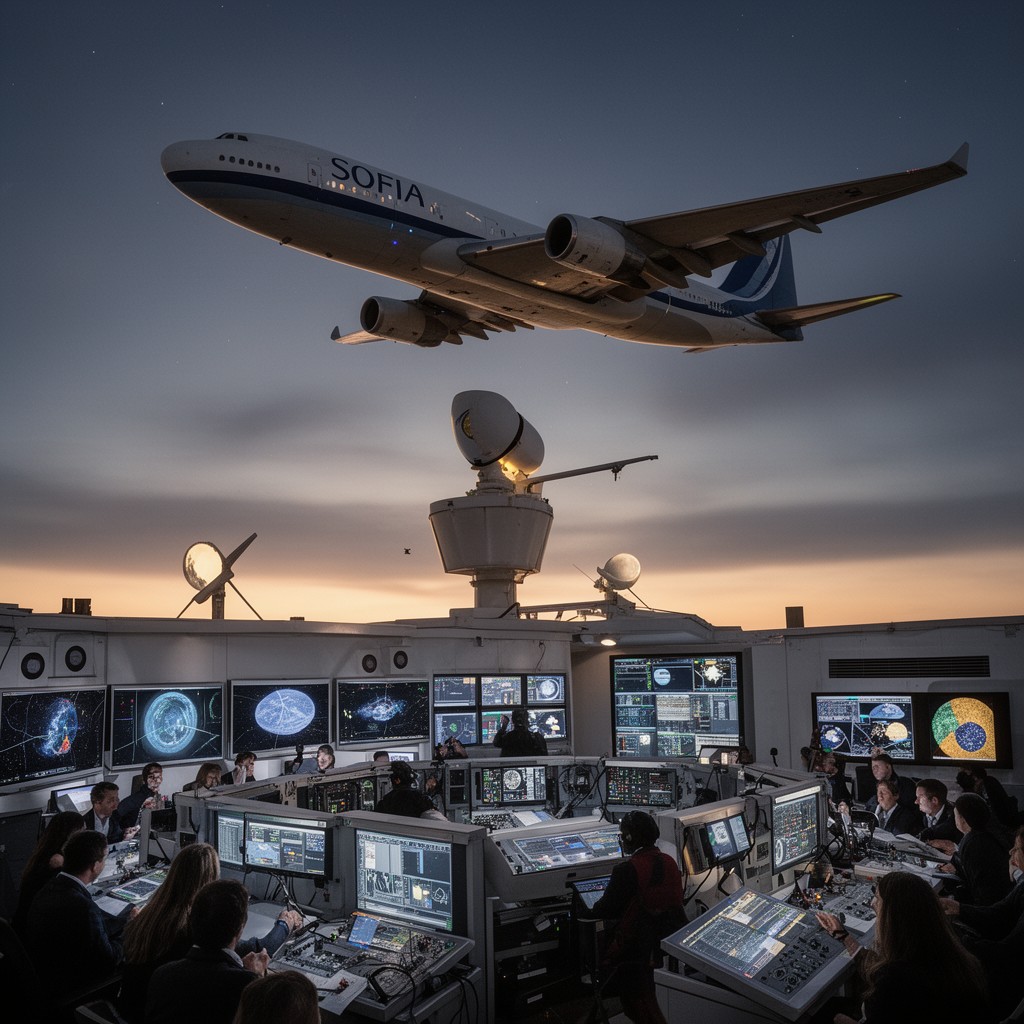 AI-generated illustration of SOFIA airborne observatory operations