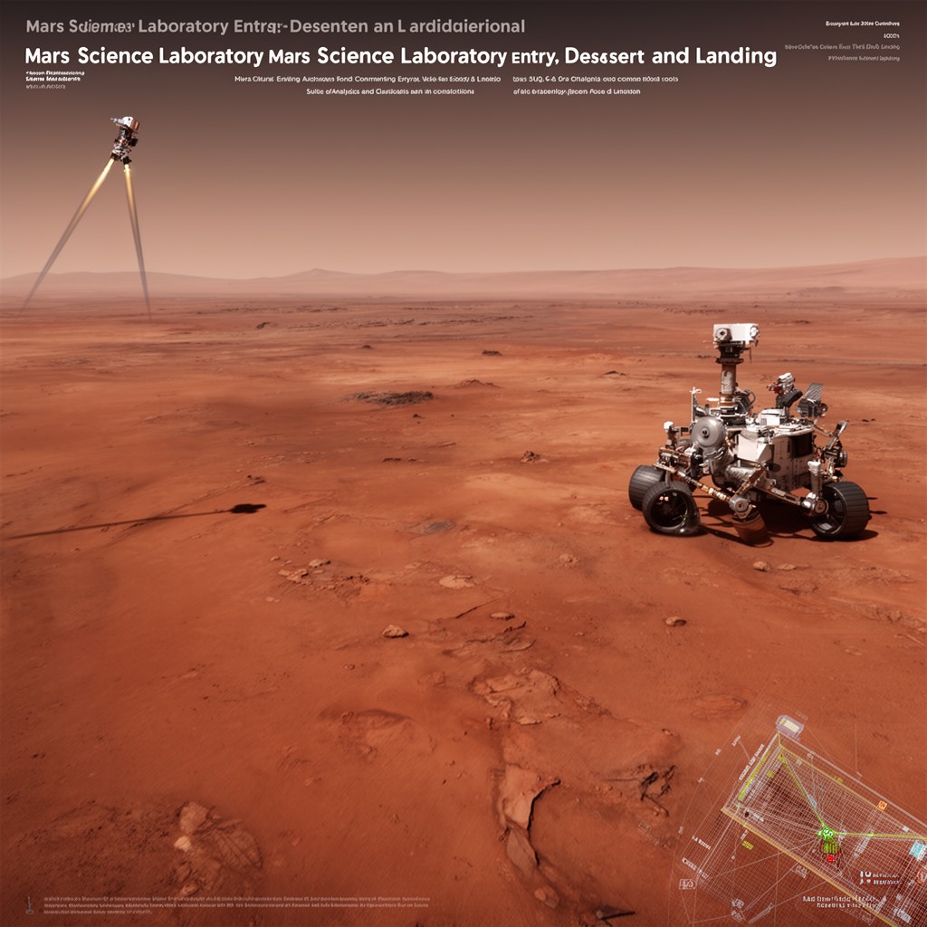 AI-generated illustration of Mars Science Laboratory entry, descent, and landing modeling