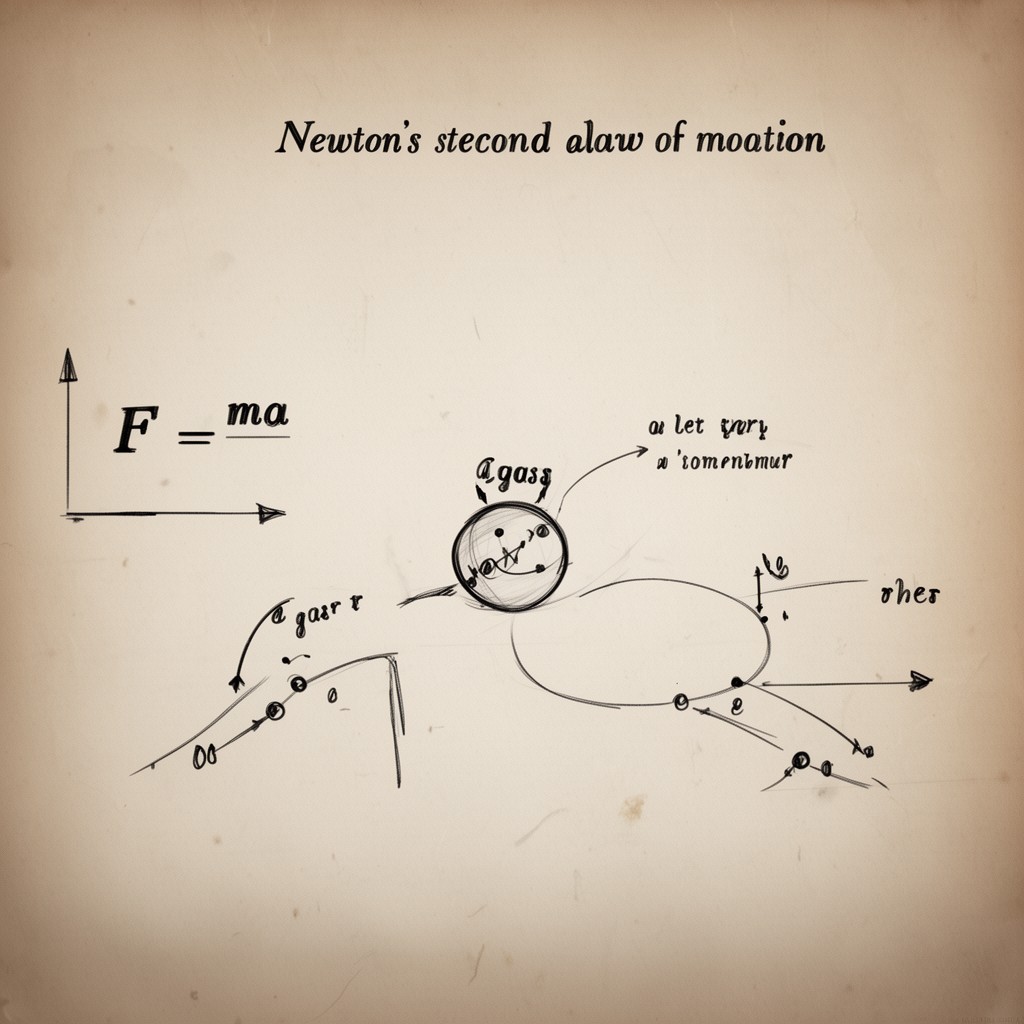 AI-generated illustration of Newton's second law of motion