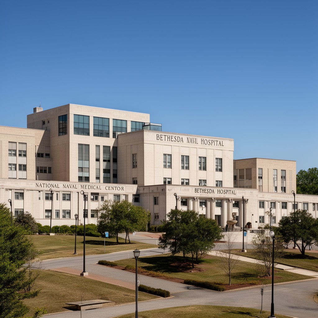 AI-generated illustration of Bethesda Naval Hospital