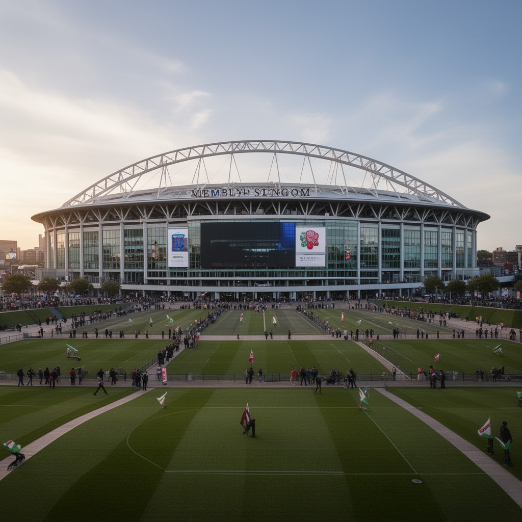 AI-generated illustration of Wembley Stadium