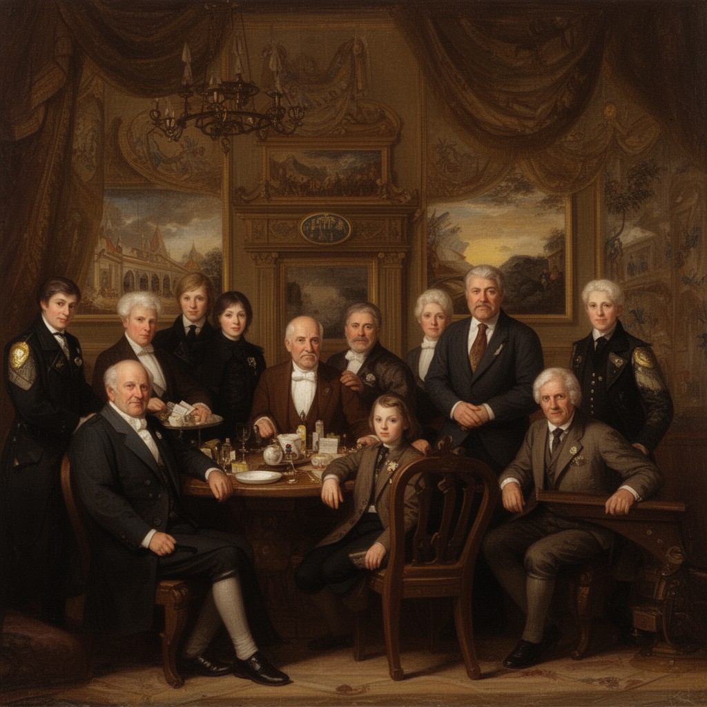 AI-generated illustration of Carnegie family