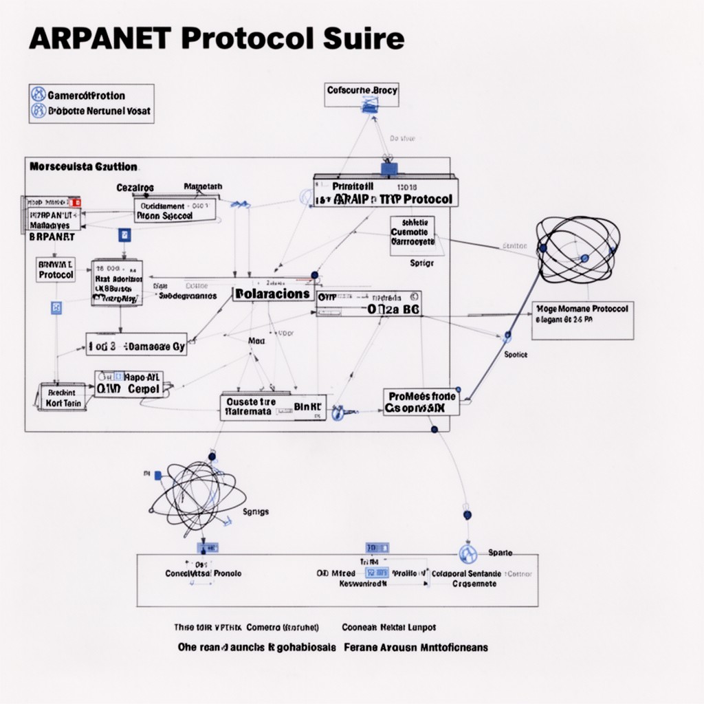 AI-generated illustration of ARPANET protocol suite