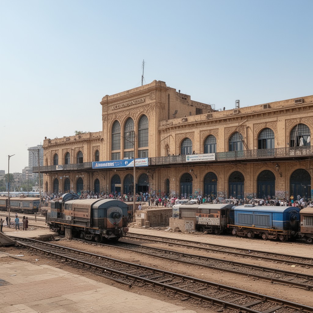 AI-generated illustration of Alexandria Misr Station