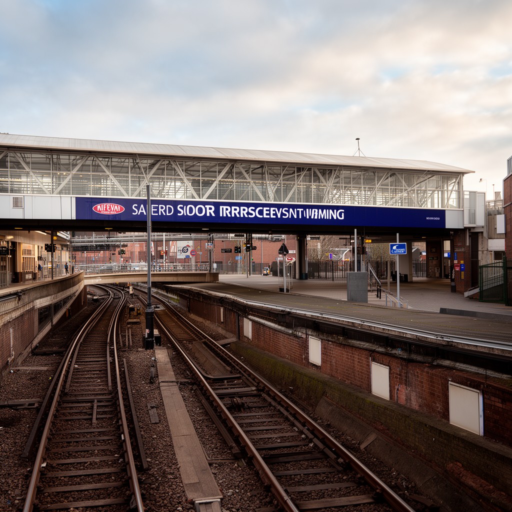 AI-generated illustration of Salford Crescent railway station
