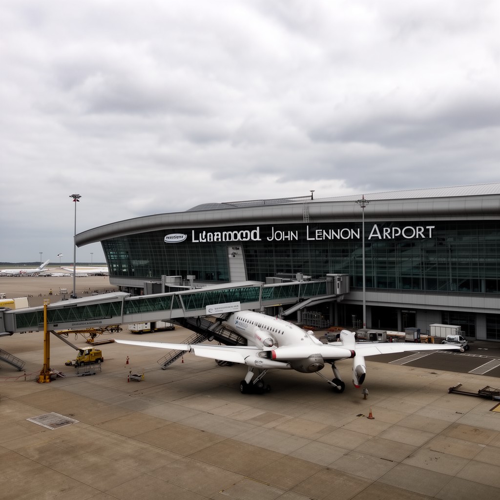 AI-generated illustration of Speke Airport